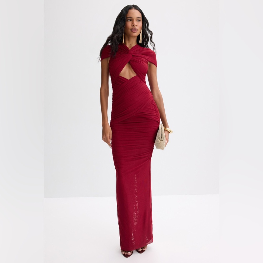 Ronny Kobo Nasha ruched cutout maxi dress size Large